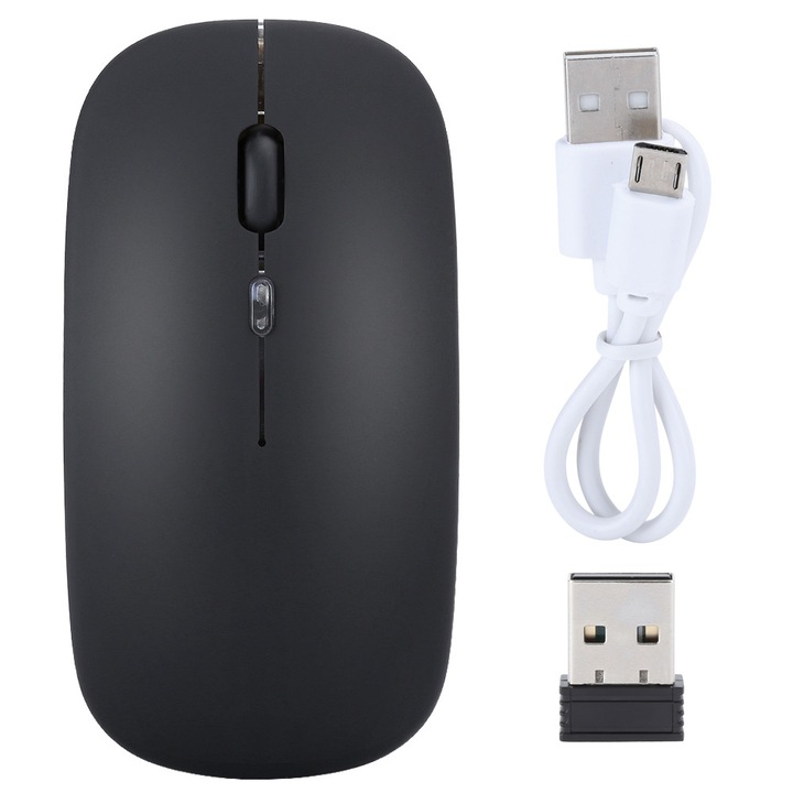 Mouse wireless M40, 2.4G, 1600 DPI, design subtire, negru