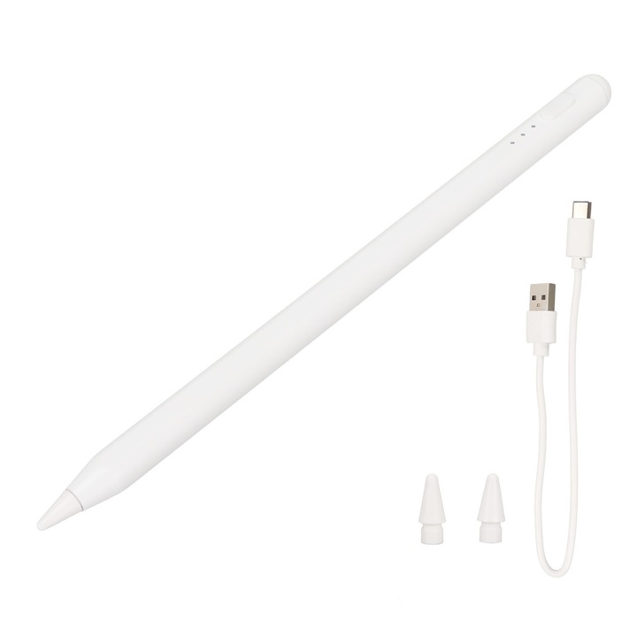 Stylus activ , 2 varfuri interschimbabile, protectie impotriva atingerilor accidentale, cu baterie litiu, pentru tablete iOS