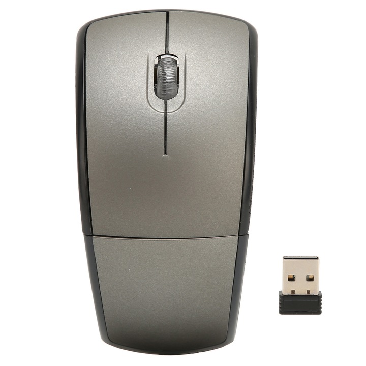 Mouse wireless pliabil 2.4G, gri, compact, 1600dpi