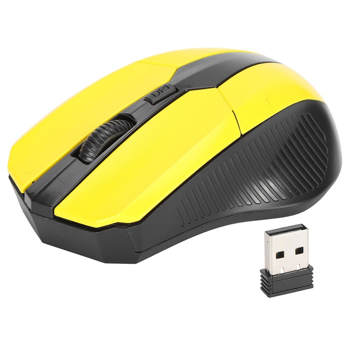 Mouse wireless 2.4G ergonomic, 4 butoane, 800-1600DPI, negru