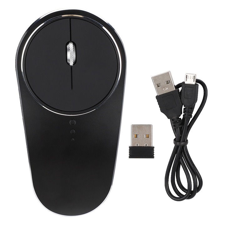 Mouse wireless W6B, 2.4G, acumulator reincarcabil, 3 setari DPI, design ergonomic, negru