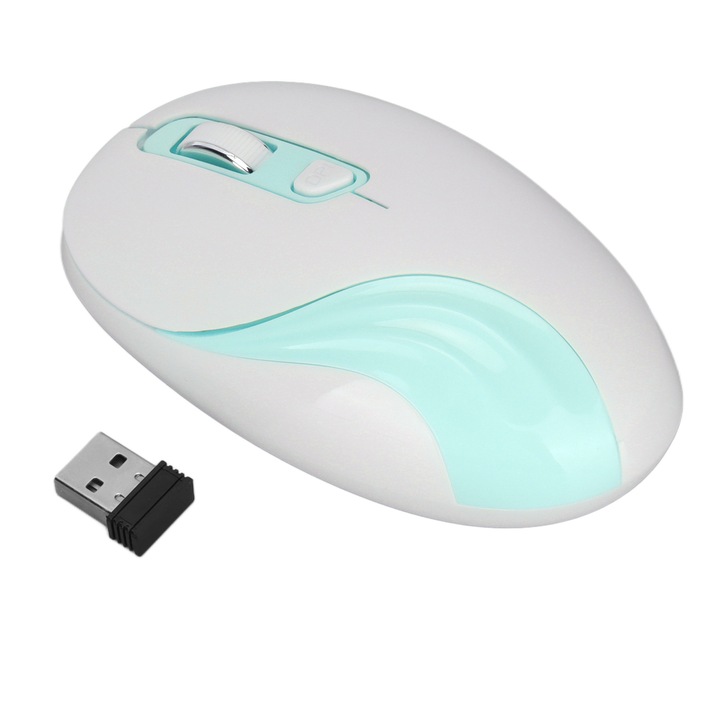 Mouse wireless ergonomic 2.4GHz, 4 butoane, 800-2000DPI, albastru