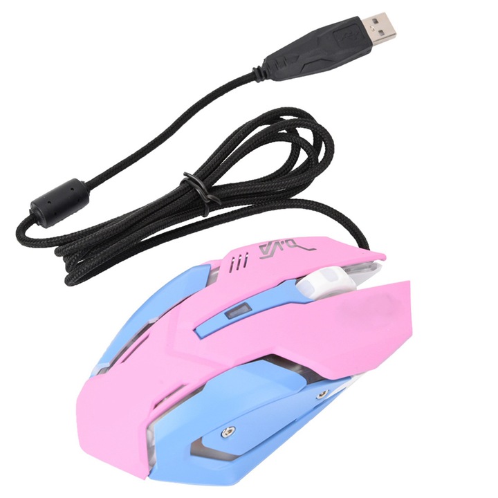 Mouse de gaming roz, sensibilitate inalta 3200 DPI