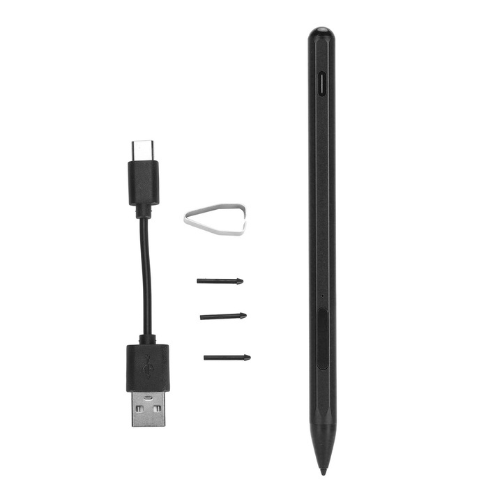 Stylus pentru laptop Zeaicos, 4096 niveluri de sensibilitate, 3 varfuri de schimb, negru