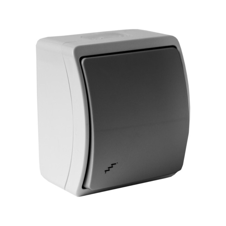 Felületre szerelhető kapcsoló, Doktorvolt, 10A, 250V, fehér, 74x62x46mm