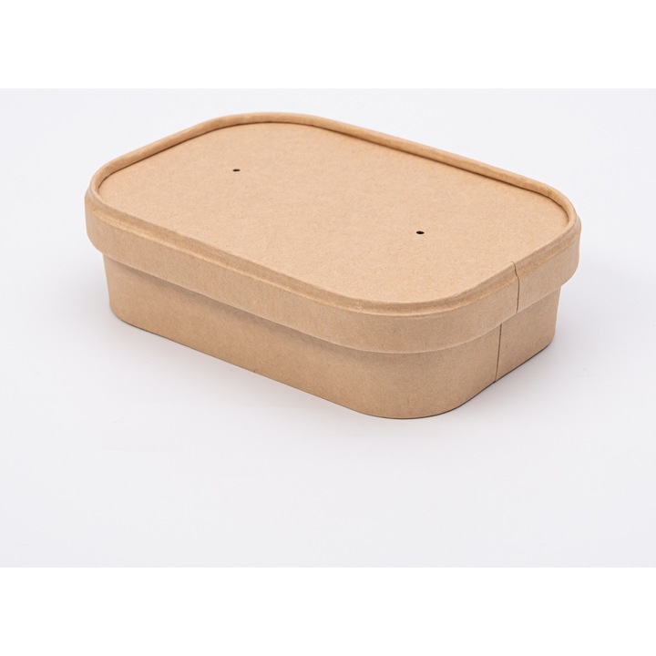 Комплект от 300 гювеча за еднократна употреба, Ecopicnic, картонени, 750 мл, с капак, 125x170x56 мм, влагоустойчиви, рециклируеми