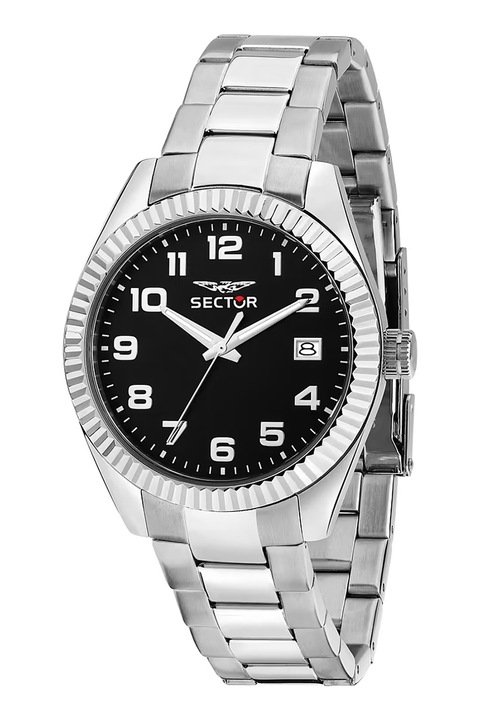 Sector, Rozsdamentes acél karóra logóval a számlapon, Ezüstszín