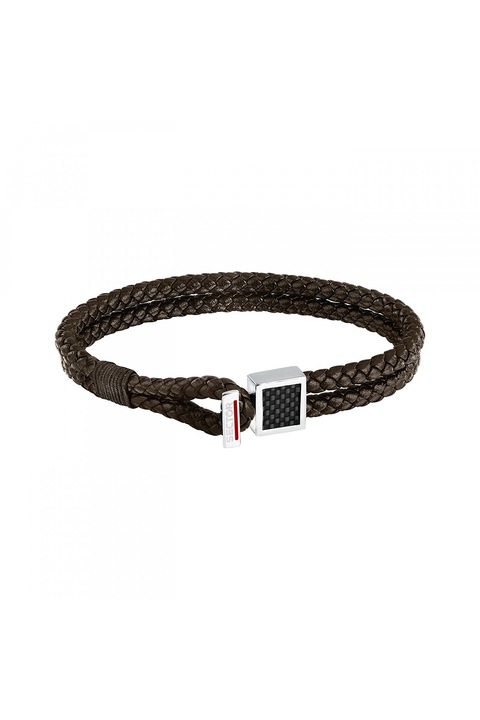 Sector, Bőrkarkötő rozsdamentes acél részletekkel, Barna