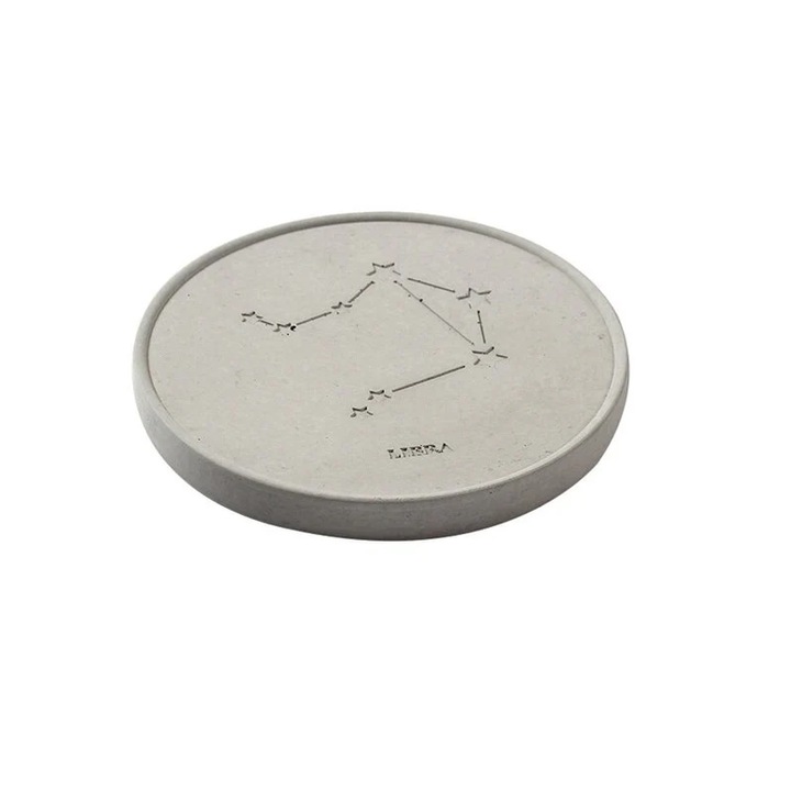 Suport pentru pahar, Ziani, Constelatii stelare si semne zodiacale, 10 cm, Balanta, alb