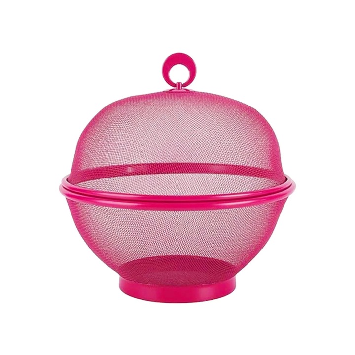 Cos fructe cu capac si plasa anti-insecte, 27x24cm, multicolor