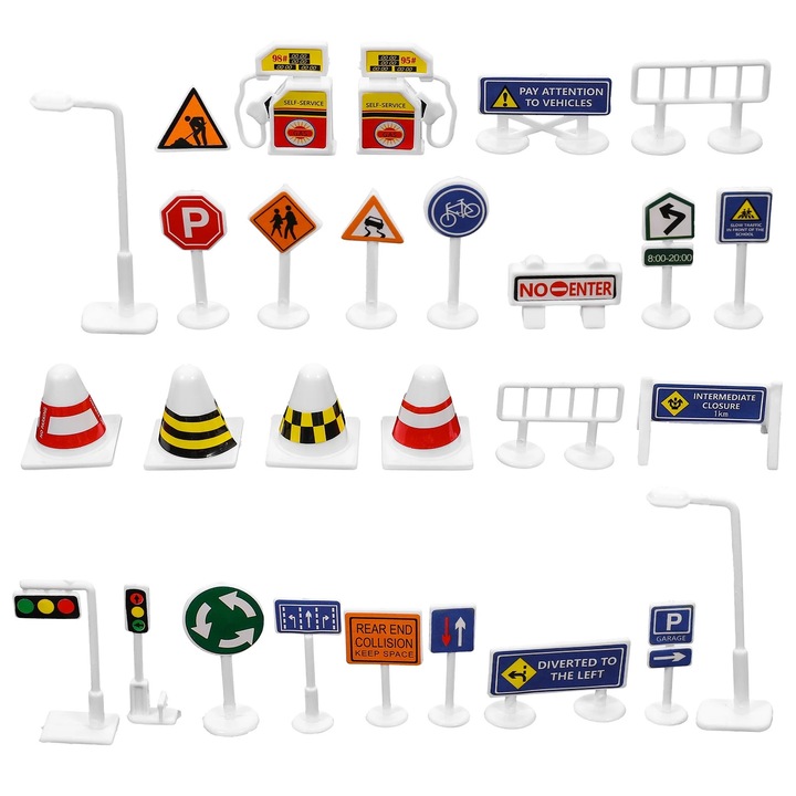 Set jucarii semne de circulatie, Fokelyi, 28 piese, plastic