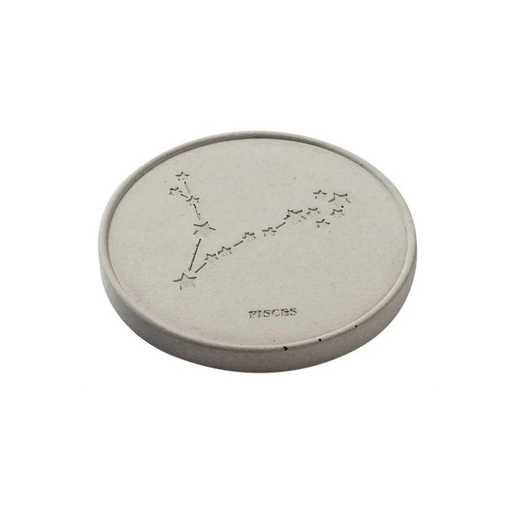 Suport pentru pahar, Ziani, Constelatii stelare si semne zodiacale, 10 cm, Pesti, alb