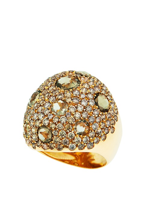 Inel din aur roz de 18 karate cu zirconiu si pietre minerale