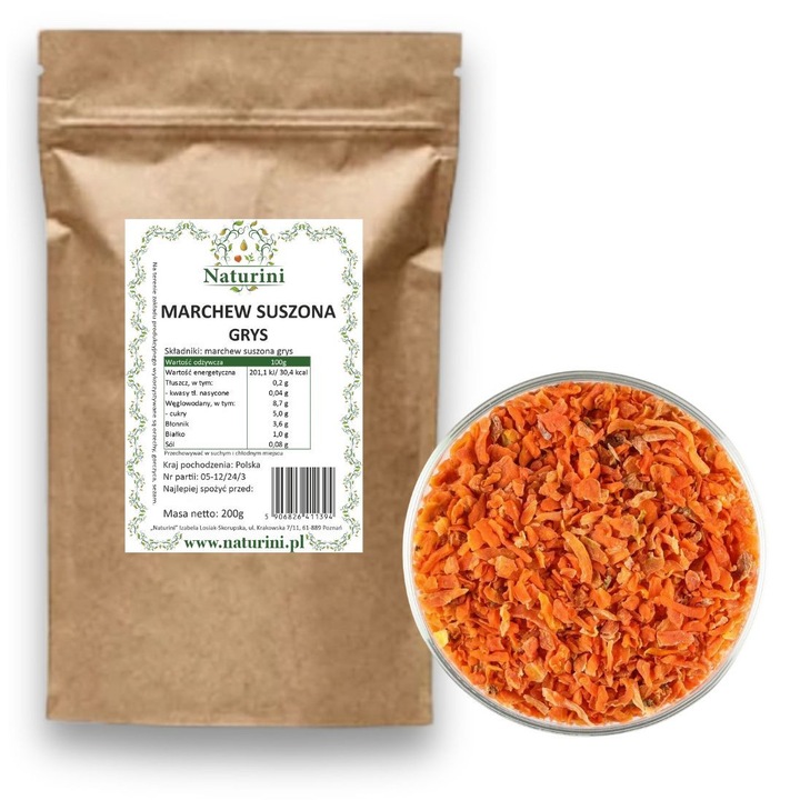 Szárított sárgarépa Naturini 1kg natúr levesekhez és rágcsálnivalókhoz