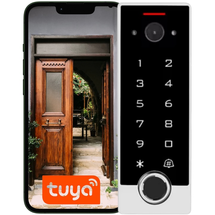 Yala electronica, Spreest, VF2EM Tuya, camera, RFID, amprenta, 134x47x24mm, negru