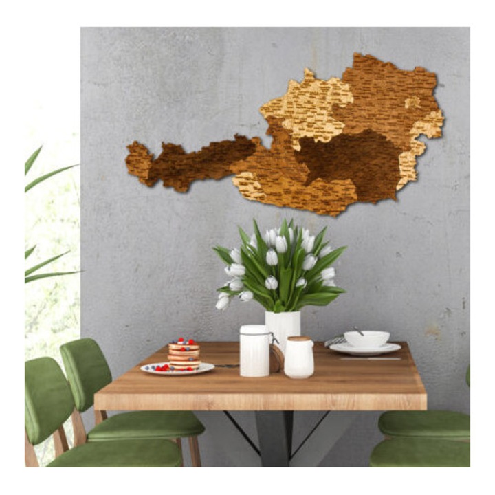 3D Fa Puzzle Fali Dekoráció, Ausztria Térkép 107 cm x 50 cm