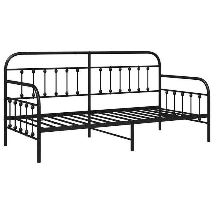 Nappali ágykeret fejtámlával Fekete 90 x 200 cm Acél, vidaXL, 42002631
