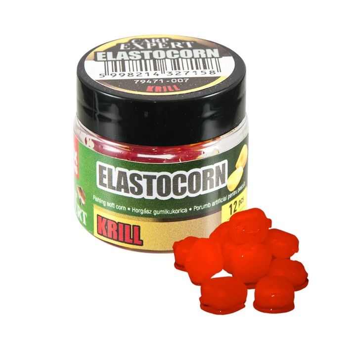 Momeală artificială EnergoTeam Elastocorn, 12 bucăți, aromă vanilie, cutie