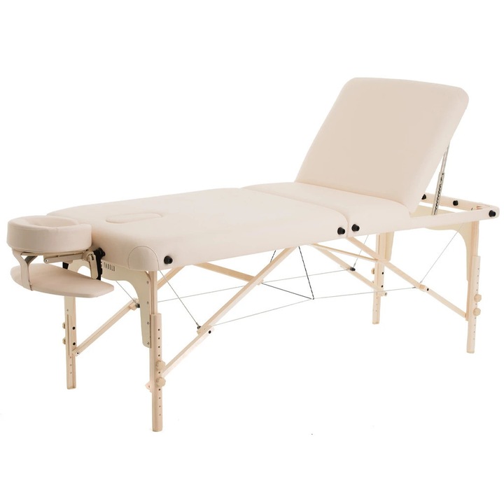 Pat de masaj pliabil Fabulo GURU Plus Set, crem, 192x76cm, cu accesorii deluxe