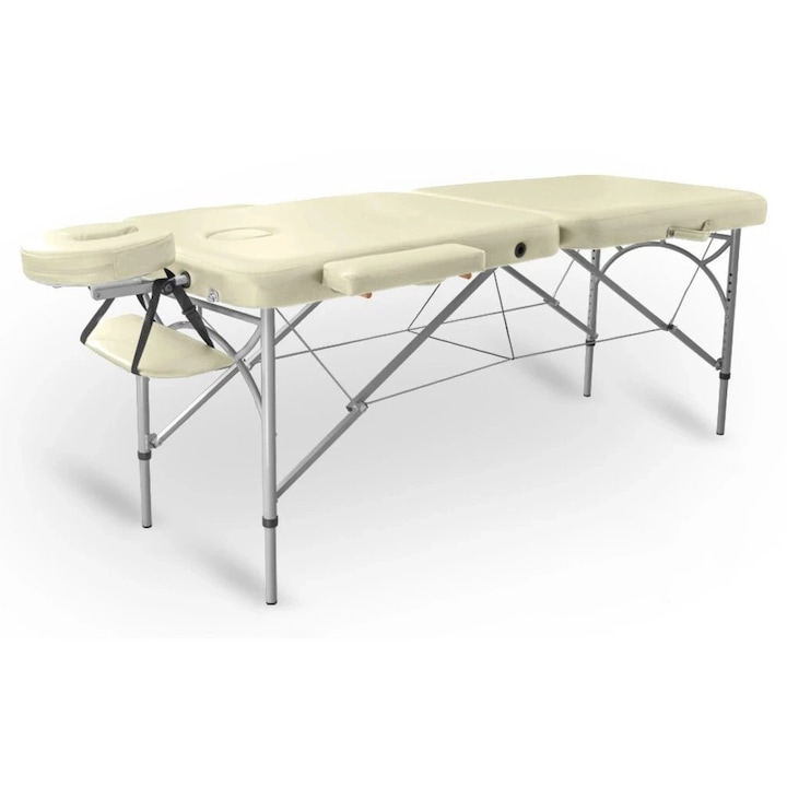 Pat de masaj pliabil Tandem Profi A2D, 70x195cm, capacitate 300kg, crem, set cu accesorii