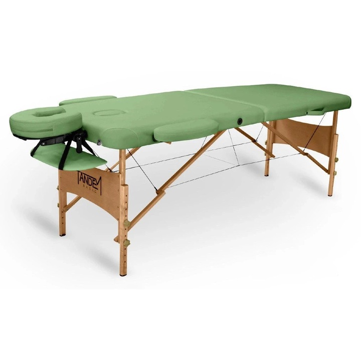 Pat de masaj pliabil Tandem Basic-2, 70x195cm, verde, set cu accesorii