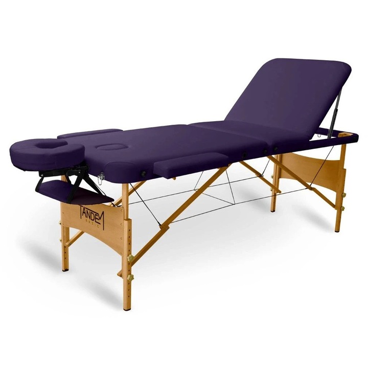 Pat de masaj pliabil Tandem Basic-3, 3 piese, violet, 70x195cm