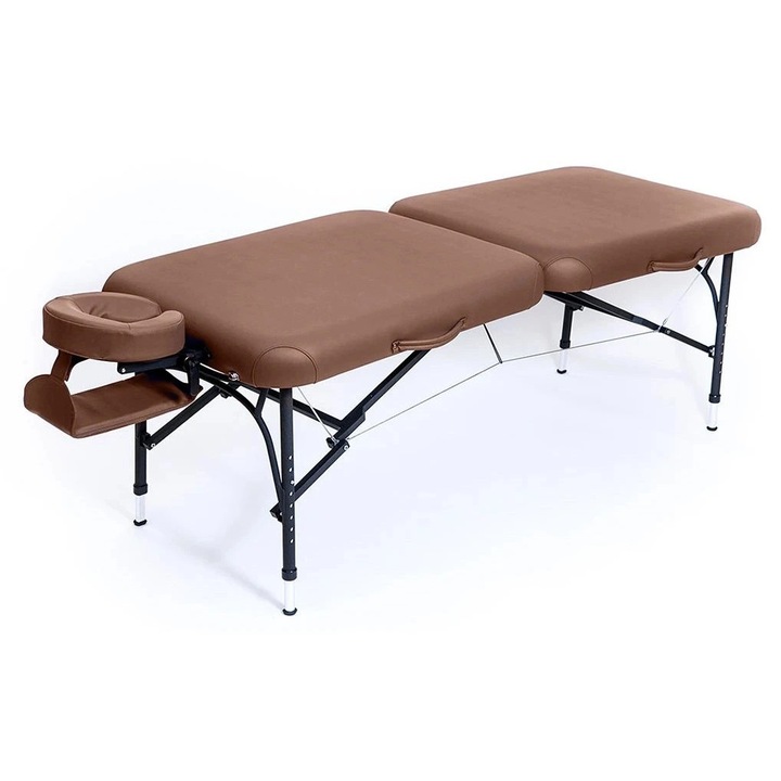 Pat de masaj pliabil Fabulo Titan, ciocolatiu, 186x71cm, panou Reiki, greutate 11kg