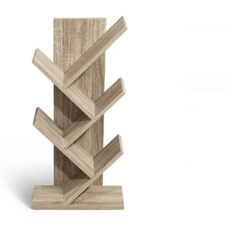 Дървен шкаф за книги от MDF, Welora, C 5 рафта, За книги и декорация, 30x17x59 cm