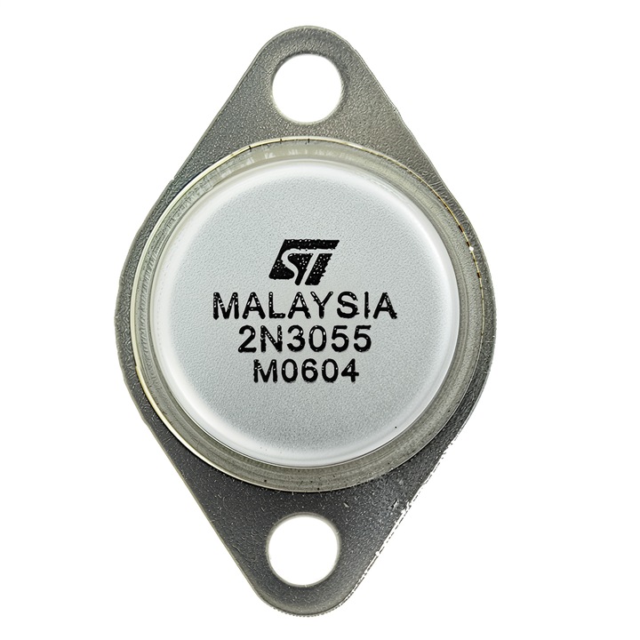 Bipoláris teljesítménytranzisztor 2N3055, NPN, 15A, 60V, TO-3, ezüst