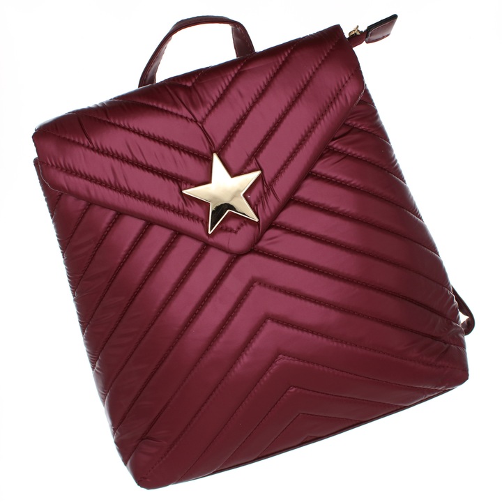 Rucsac de dama, din fas, Co&Coo Fashion, 31x30 cm, Visiniu - GND54