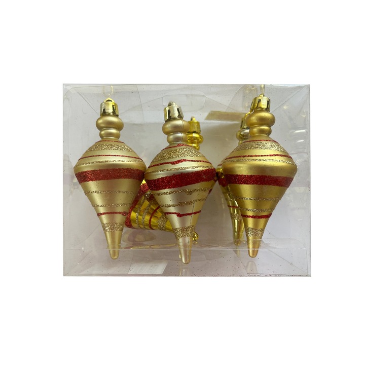 Set Globuri de Craciun in forma de turturi 6 buc, HB120 Auriu