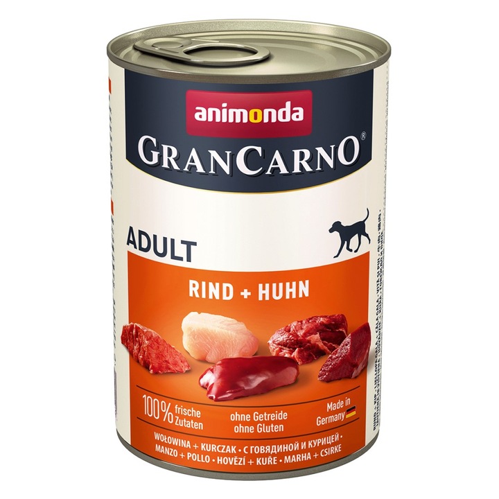 Hrana umeda pentru caini cu vita si pui, Animonda GranCarno Adult 400g