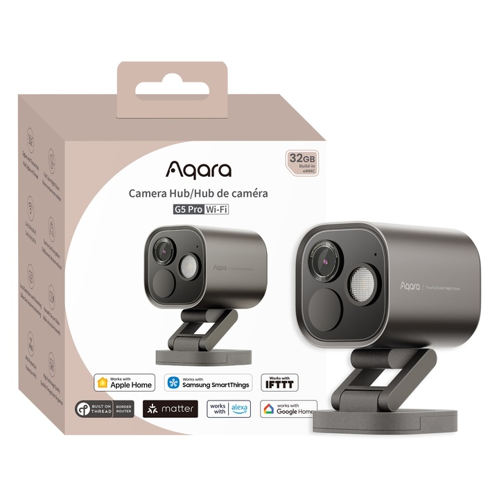 Aqara Hub G5 PRO okoskamera, WIFI, szürke, beépített Zigbee hubbal