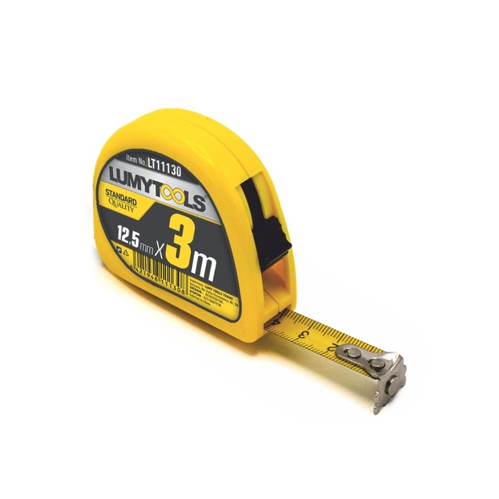 Метална ролетка Lumytools LT11130, със заключване, магнит, 3 м