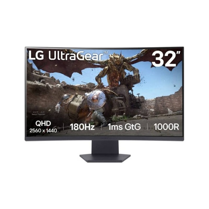 LG UltraGear 32GS60QX-B Ívelt LED Játékos Monitor 31,5 hüvelykes QHD VA 1ms 180Hz Fekete