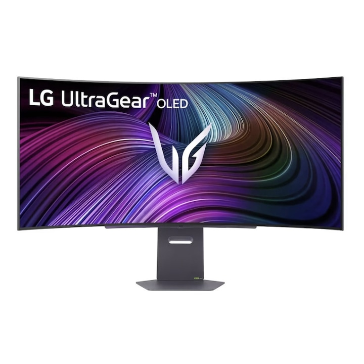LG UltraGear 44,5" 45GX90SA-B OLED gamer monitor, WQHD 3440 x 1440, HDMI, DisplayPort, Ívelt képernyő, hangszórók, 0,03 ms, 240 Hz, fekete
