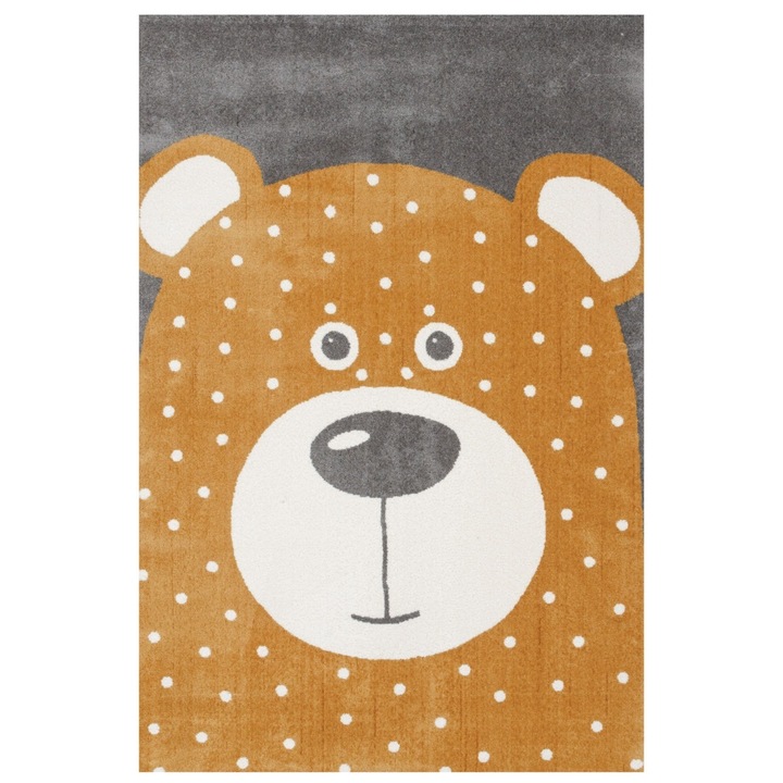 Covor camera copii Sintelon Creative 59GYG 1K, 120 x 170 cm, poliester, maro + alb + gri, dreptunghiular