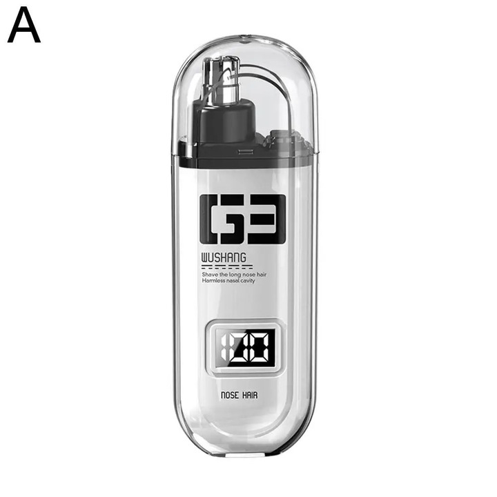Aparat de tuns pentru nas si urechi, tip reincarcabil, design unic, alb, set cu cablu de date si perie de curatare