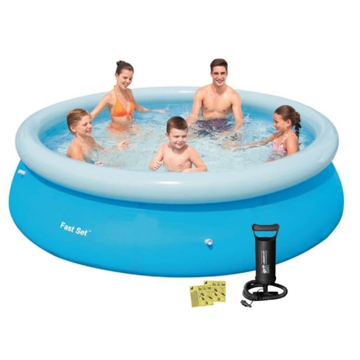 Надуваем басейн Bestway Fast Set D244xH61 см + помпа и комплект за ремонт