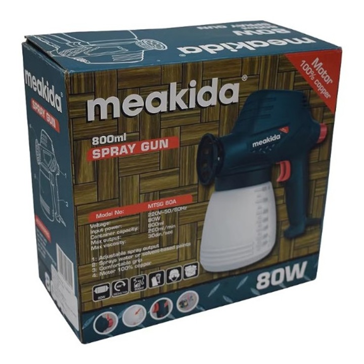 Pistol de vopsti electric, 80 W, 800 ml, 260 ml/min