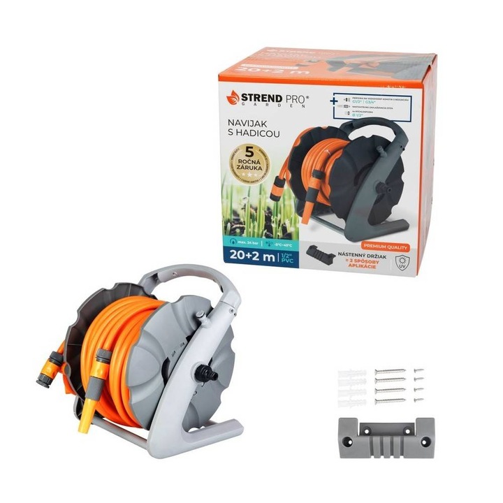 Макара за маркуч Strend Pro Premium, с градински маркуч 1/2", L-20+2 м