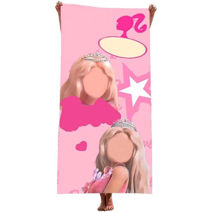 Prosop de baie din bumbac anime, prosoape de plaja roz pentru fete, prosop de piscina cu desene animate, uscare rapida, (75 x 150 cm)