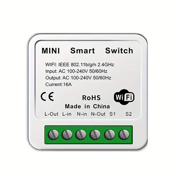 Умен WIFI релеен превключвател, приложение Smart Life, Tuya, съвместим с Alexa/Google Home/TmallGenie, с функция за програмиране и синхронизация, бял