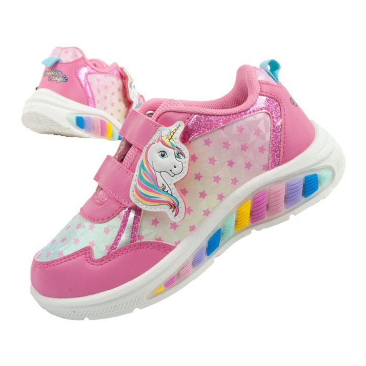 Pantofi sport pentru copii [LE000225] LED unicorn magic, roz, Roz