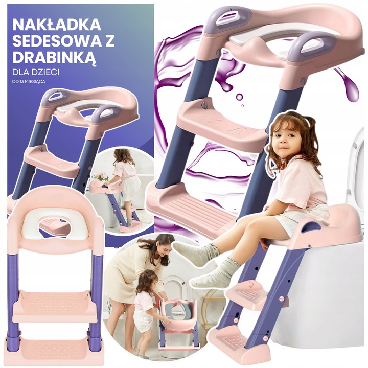 Gyerek WC létrával, állítható, ergonomikus kialakítás, csúszásmentes, 13 hónapos kortól