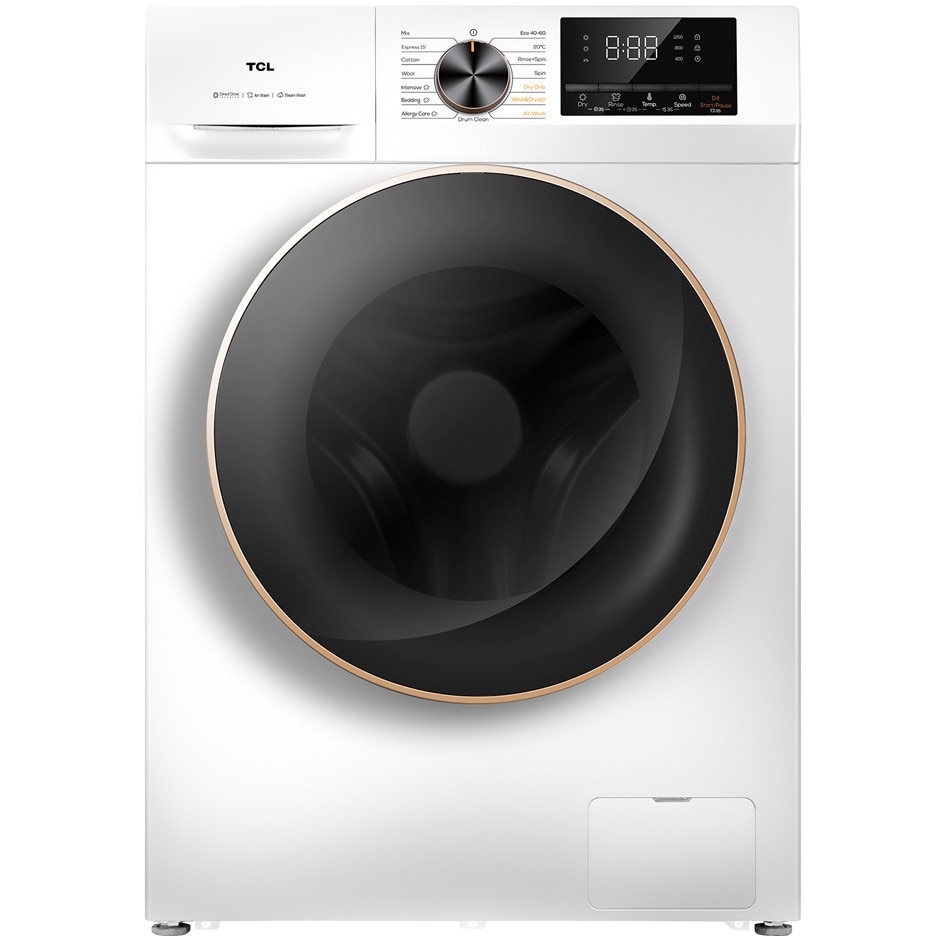Masina de spalat rufe cu uscator TCL CP1012WA0, 10 kg Spalare, 6 kg Uscare, 1200 rpm, Clasa A, Motor Direct Drive, Display LED,Steam Wash, Drum Clean, 24 Hour Delay, Honeycomb Drum