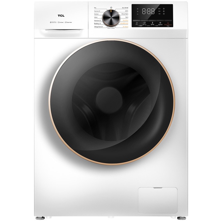 Перална със сушилня TCL CP1012WA0, 10 кг пране, 6 кг сушене, 1200 об/мин, Клас А, Motor Direct Drive, LED дисплей, Steam Wash, Drum Clean, 24 Hour Delay, Honeycomb Drum, Quick Wash 15 мин, Add Garment, 15 програми, Бял