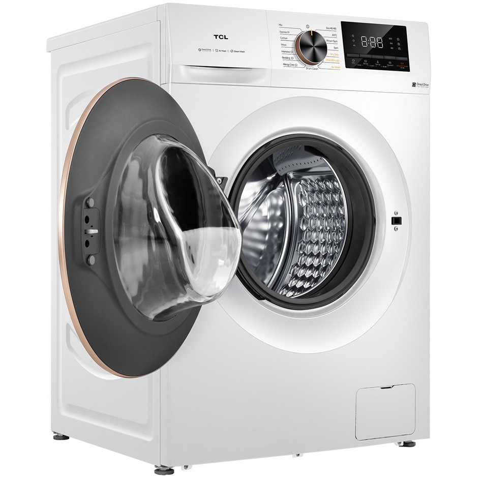 Masina de spalat rufe cu uscator TCL CP1012WA0, 10 kg Spalare, 6 kg Uscare, 1200 rpm, Clasa A, Motor Direct Drive, Display LED,Steam Wash, Drum Clean, 24 Hour Delay, Honeycomb Drum, Quick Wash 15 min, Add Garment, 15 Programe,Alb
