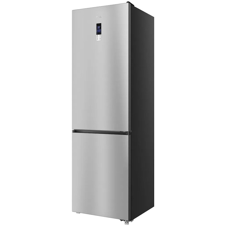 Combina frigorifica TCL MEGA Space RP456BLE0, 456L, Total No Frost, Compresor Inverter, Display Touch, T-Fresh, Multi-air flow, Power Cool, Power Freeze, Sertar Crisper, Usa reversibila, deschidere 90°, Maner retras, Iluminare LED, Clasa E, H 201 cm, Gri