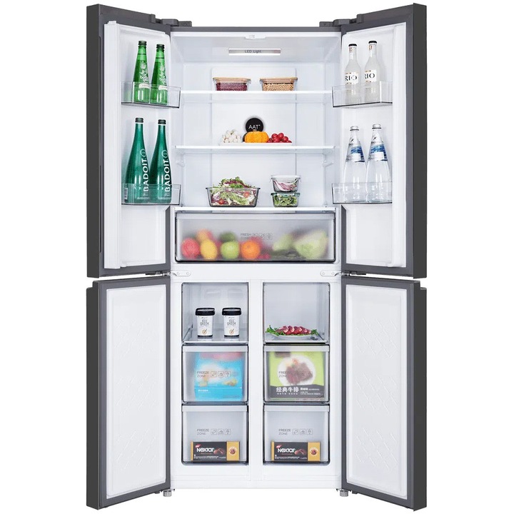 Side by Side TCL RP400CSE0, 393 L, Total No Frost, Compresor Inverter, Touch Control Digital Display, Multi Air-Flow, 4 usi, Clasa E, Gri
